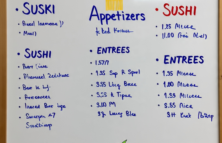 Osaka Restaurant Menu